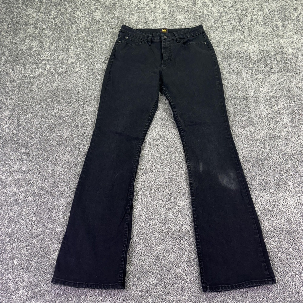 Lee Jeans Womens 10 Black Bootcut Regular Stretch Dark Wash Denim Casual City